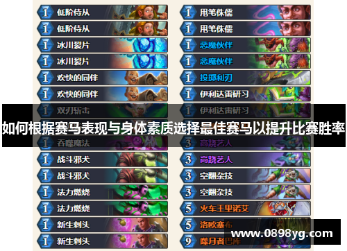 如何根据赛马表现与身体素质选择最佳赛马以提升比赛胜率